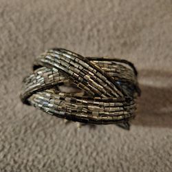 Grey and Black Beaded Cuff