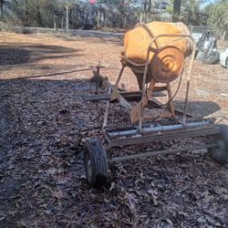 cement mixer on trailer with seen accessories