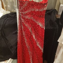 RED Sequence Long Dress.  Perfect For The Festivities 