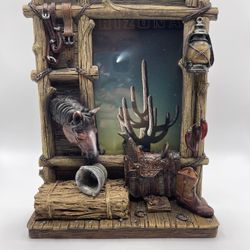 Western Cowboy Picture Frame Lamp Arizona Horse Saddle Boot Rustic Decor Light