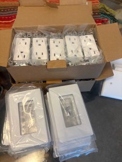 White Electrical Outlets and Wall Plates Bulk Lot