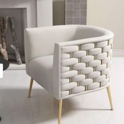 SEYNAR Mid-Century Modern Velvet Round Accent Chair for Living Room - Beiges