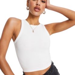 White Sleeveless Tank Top