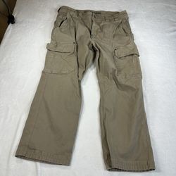Duluth Trading Flex Fire Hose Cargo Work Pants Men 40x30 Beige Relaxed Carpenter