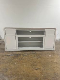 70" Modern TV Stand, Entertainment Center for TVs Up to 80", Wood Media Console with 2 Drawers & 2 Doors & 3 Open Shelves, White ($160 Box only)(Assem