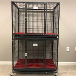 2 Brand New 37” Stackable Kennels W/ Dura Floors