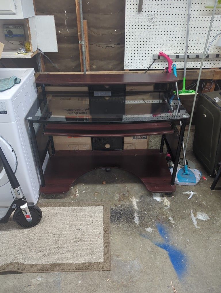 modern multilevel office table with glass top
