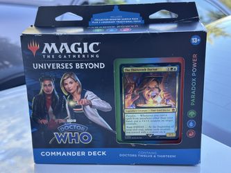 Magic The Gathering Doctor Who Commander Deck – Paradox Power (100-Card Deck, 2-Card Collector Booster Sample Pack + Accessories)