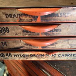 Vtg Dorman Oil Drain Plug Gasket 4 Drawer Metal Parts Cabinet