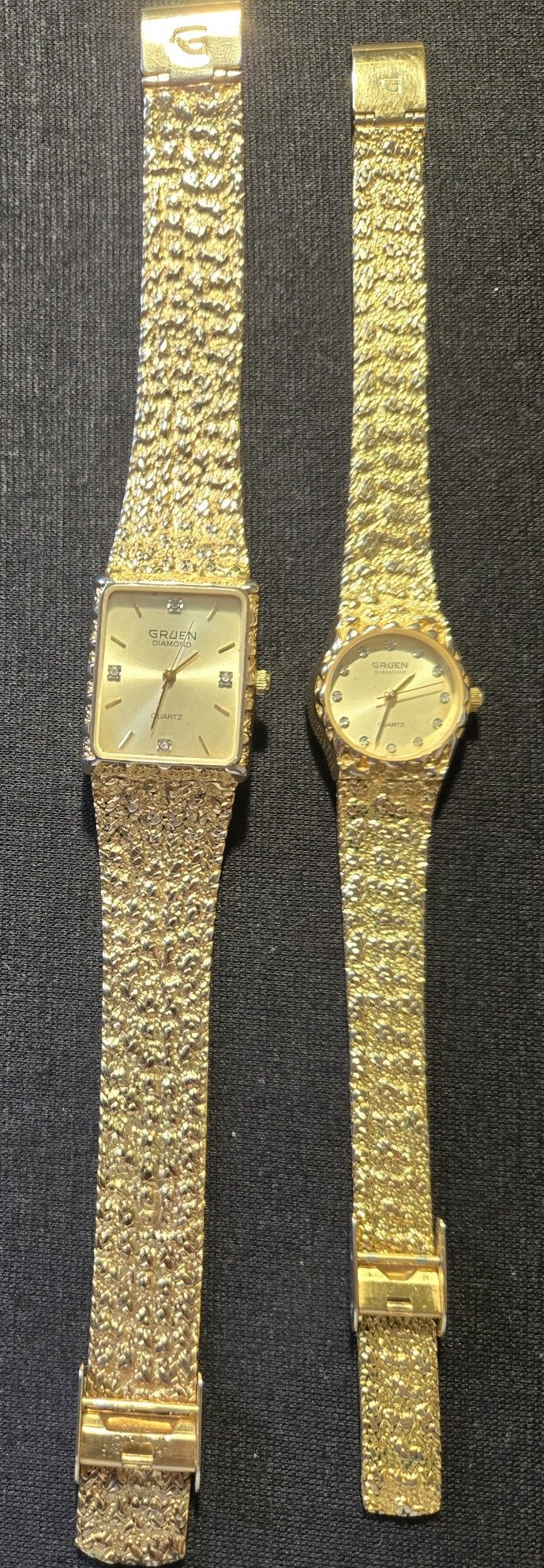 Vintage Gruen Diamond Quartz Gold Plated!