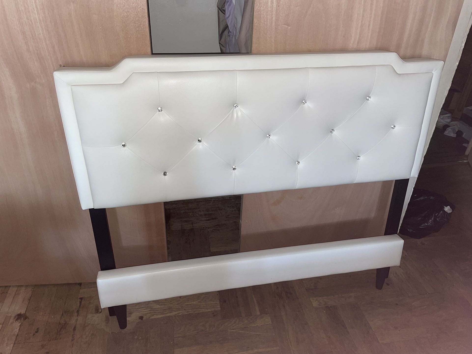Diamond Studded Headboard + Matching Footboard