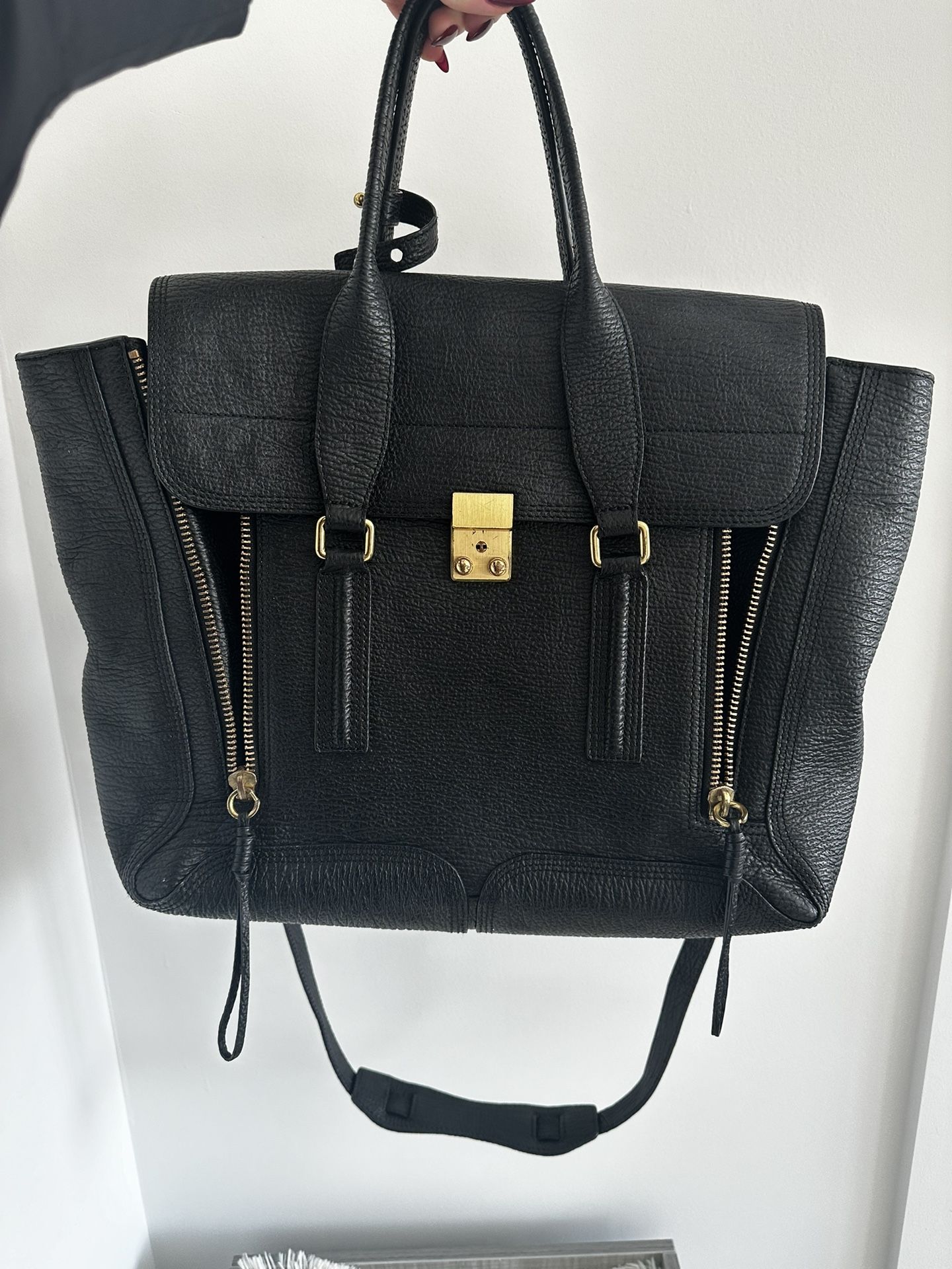 3.1 Phillip Lim Black Leather Large Pashli Satchel