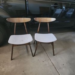 Pair Of 2 MCM Dining Chairs Need Reupholstery 