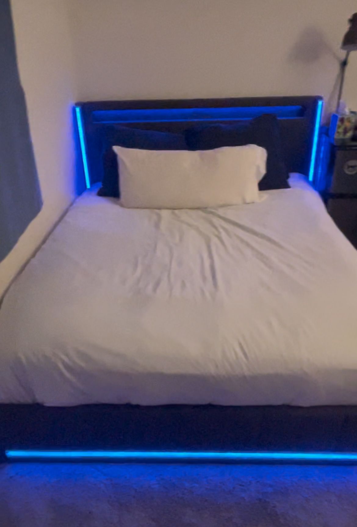 Queen Bed Frame with LED Lights, Headboard Shelf, USB & USB-C Ports, 4 Drawers