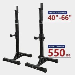 New Black Steel Squat Rack Adjustable Barbell Free-press Bench, Black