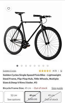 Golden Cycles Single Speed Fixie Bike – Lightweight Steel Frame, Flip-Flop Hub, 700c Wheels, Deep V Rims (Vader, 41)