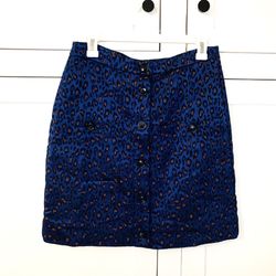 Banana Republic Blue Button Front Chetah Skirt