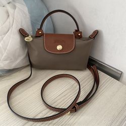 Longchamp Gray Mini Folding Crossbody Bag