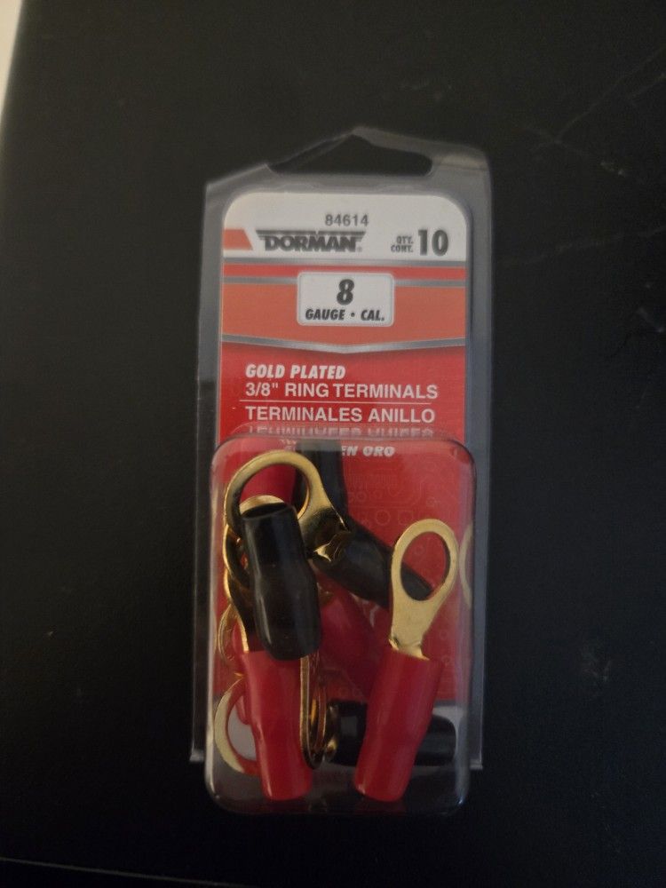 Dorman 8 Guage Gold Plated 3/8" Ring Terminals