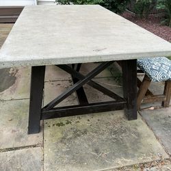 Outdoor Table With 2 Benches. Concrete Tabletop
