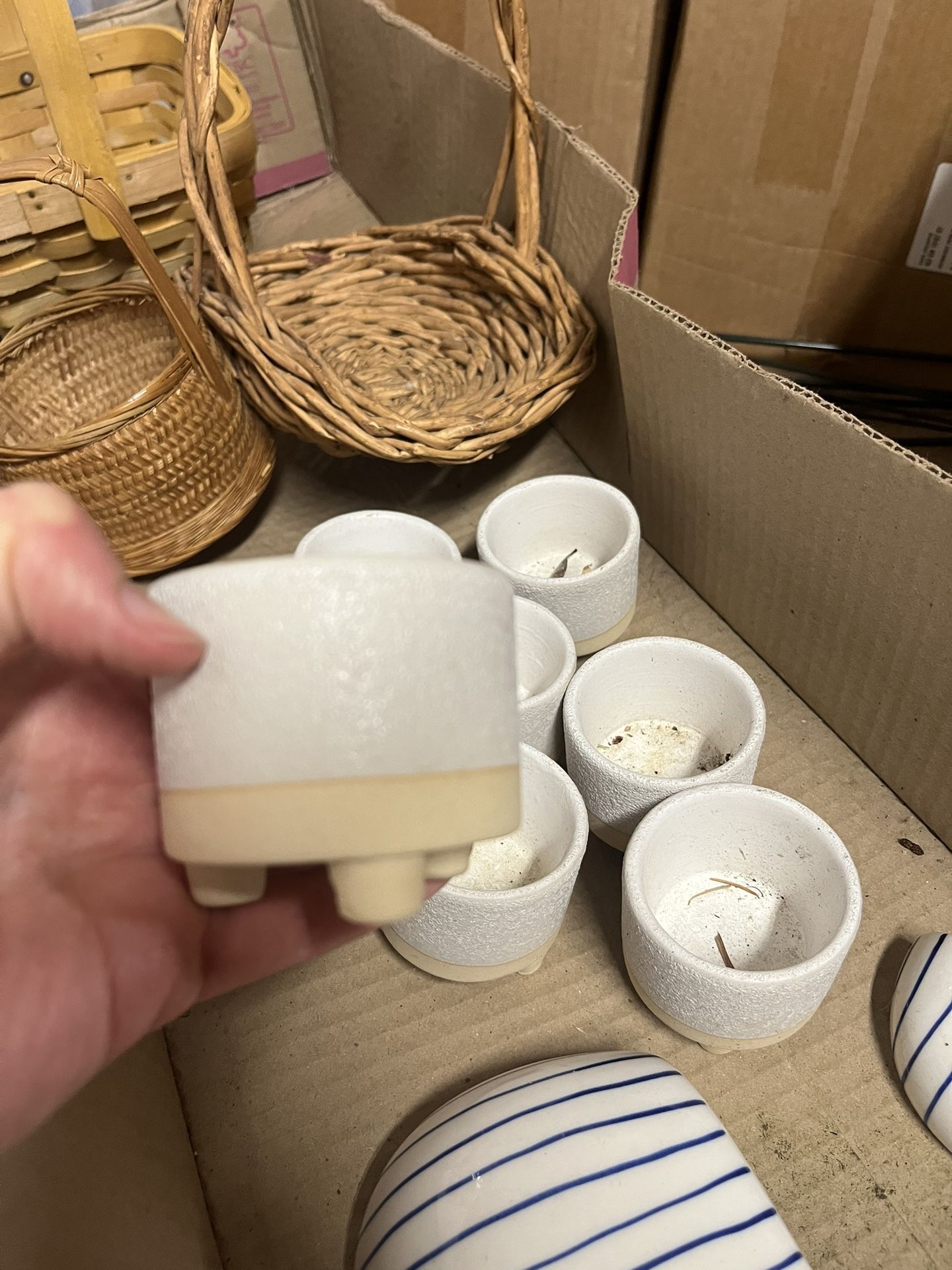 Small Footed White Vases