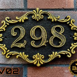 Custom House Number Plaque – Outdoor Address Plate 