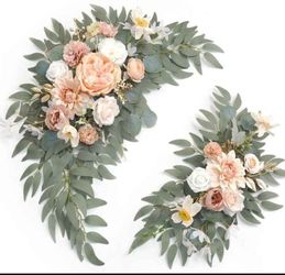 Pink and cream floral arch swags (2 pack)