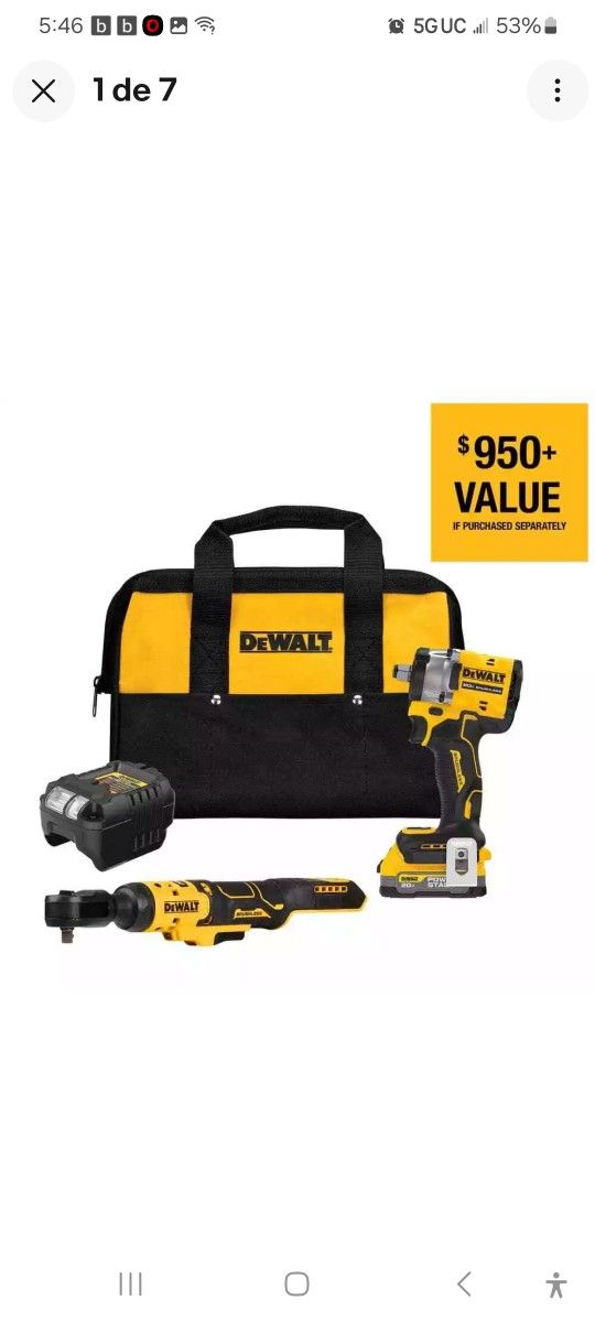 DEWALT DCK207E1 20V MAX LITHIUM ION CORDLESS COMBO KIT 2 TOOLS WITH 1.7 POWER STACK BATTERY ABD CHARGER