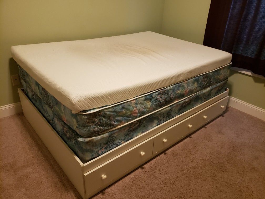 Full size bed with storage drawers. $200/b[