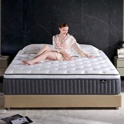 Queen Size Mattress 12 Inch, Hybrid Memory Foam Mattress with Zoned Pocket Coils Support and Motion Isolation Design, Strengthen Edge Support,CertiPUR