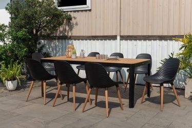 BRAND NEW 100% FSC Solid Teak & Aluminum 9 Piece 82" Patio Dining Set | Ideal Furniture Set For Outdoor
