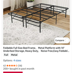 Fullsize foldable metal bed frame