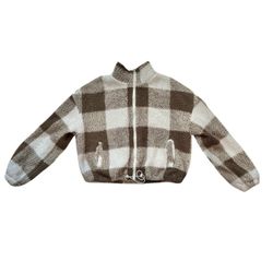 Plaid Sherpa Zip Up Jacket