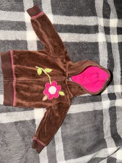 Toddler Girl Brown Velour Zip-Up Hoodie