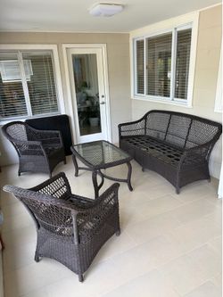 4-Piece Dark Brown Wicker Outdoor Patio Set