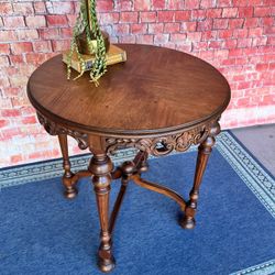 Antique Round Table Carved Solid Wood