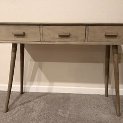 Mid-century modern wood console/ entryway table with 3 drawers