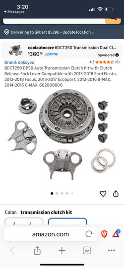 Auto Transmission Clutch Kit with Clutch Release Fork Lever Compatible with 2013-2018 Ford Fiesta, 2012-2018 Focus, 2013-2017 EcoSport, 2 6DCT250 DPS6