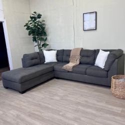 Fast Delivery Available — Ashley’s Furniture “Marleton” Modern Gray Tufted 2pc L Sectional Couch with Chaise