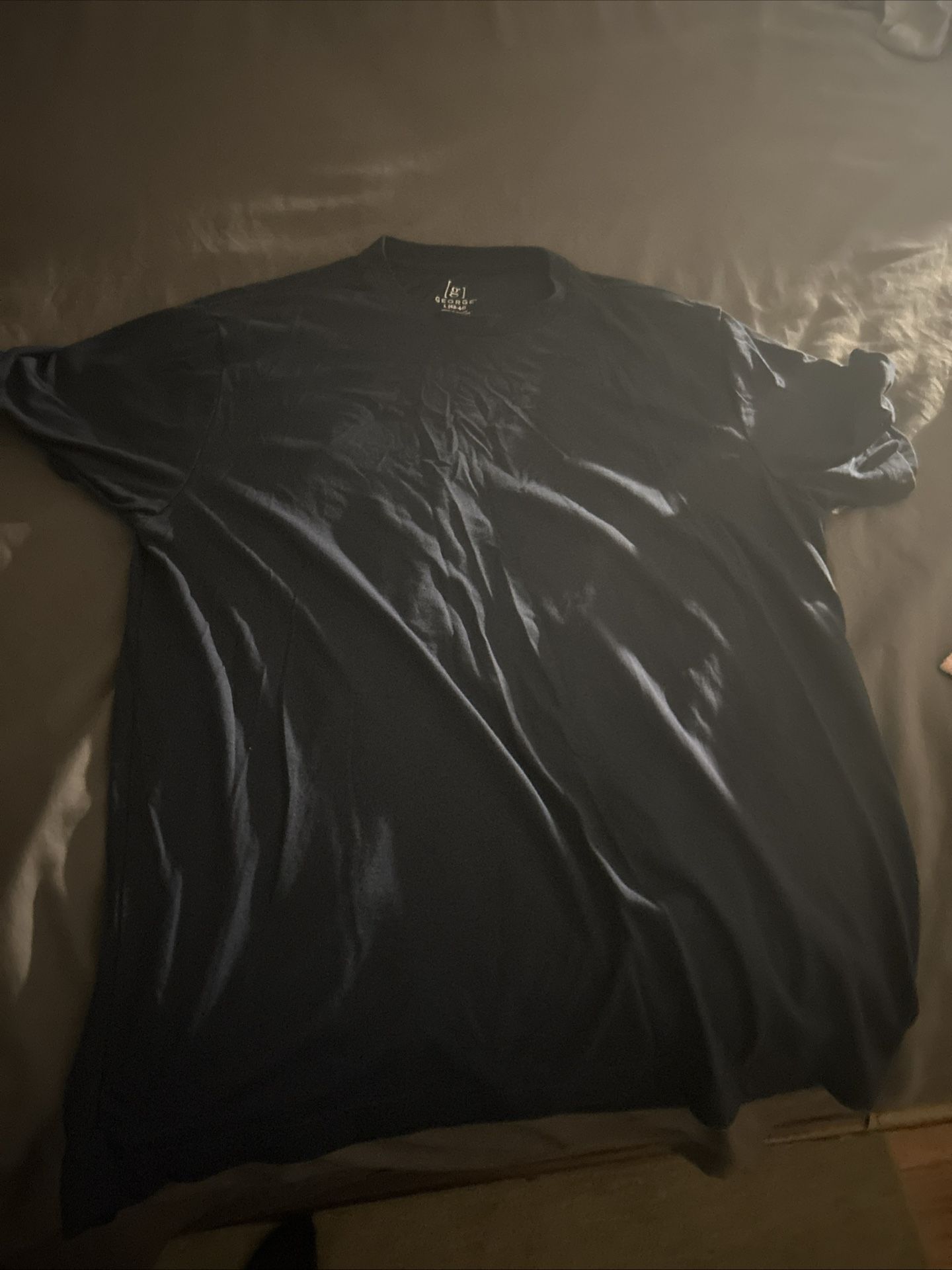 NWT George Men's L 42/44 Blue Short Sleeve Moisture Wicking Crewneck Tee Shirt