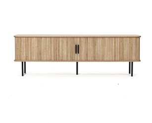 Modern TV Stand with Storage and Slatted Sliding Doors for TVs Up to 65"