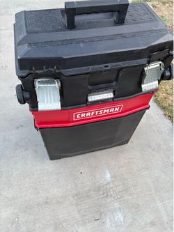 Crafstman plastic tool box with wheels