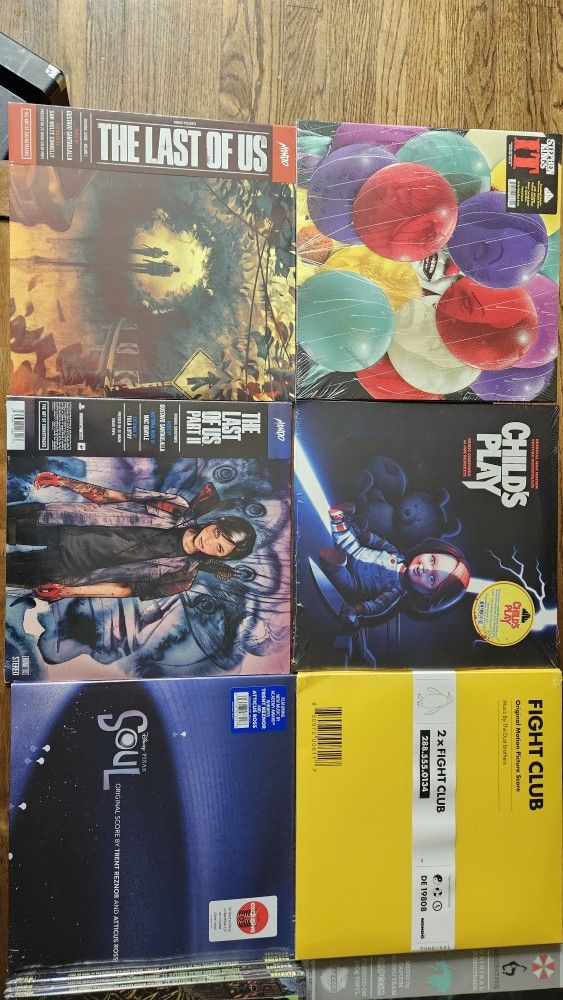 Records Vinyl 4sale Rare, Last of Us part 1, Last of Us part 2, Stephen Kings It,
Childs Play, Fight Club, Soul Vinyl, Teenage Mutant Ninja Turtles 2