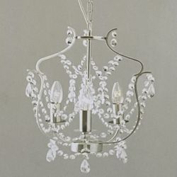 IKEA Kristaller Chandelier Hanging Light Fixture 3-Arm Silver & Crystal
