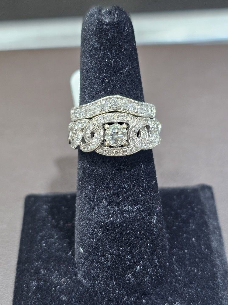 14kt WG Diamond Wedding Set. (C-6) SIZE 6.5. ASK FOR RYAN. #(contact info removed)48
