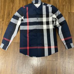 Burberry Navy Button Up Dress Shirt 