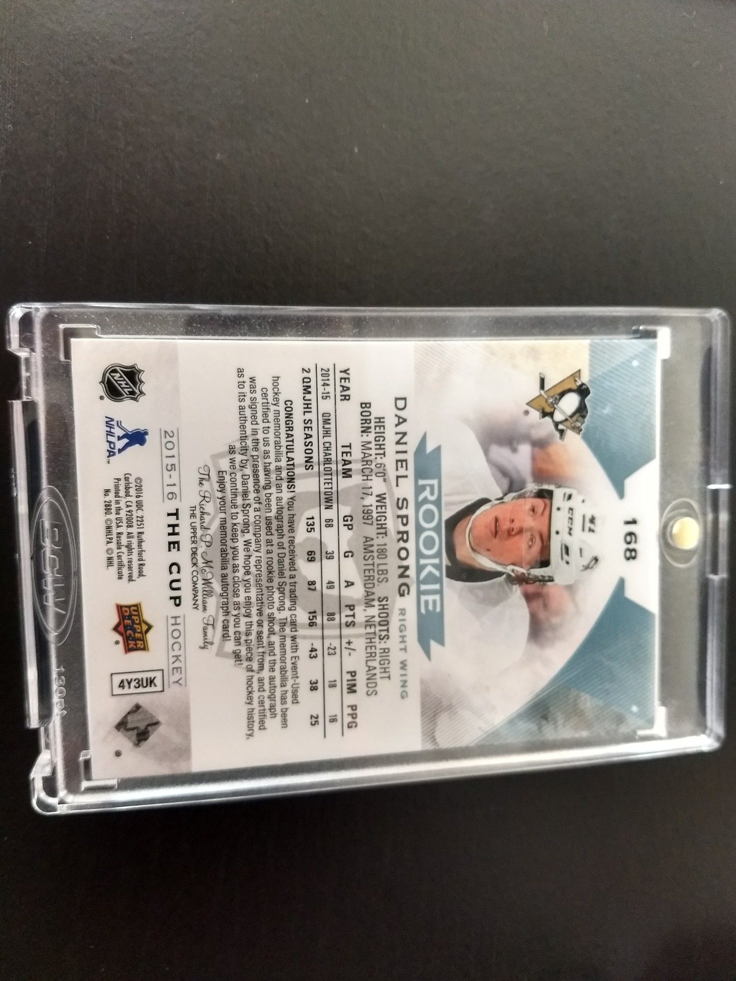 Daniel Sprong Autographed Card
