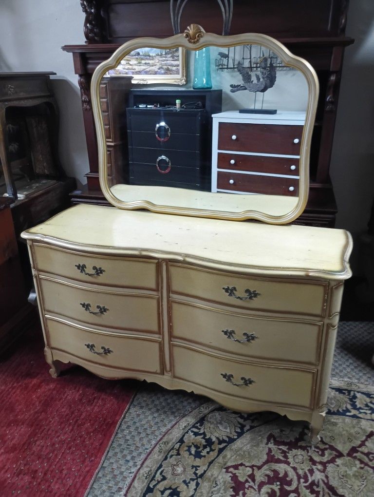 Vintage Dresser And Mirror 