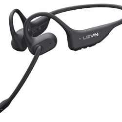 LEVN Open Ear Headphones with Mic, Bluetooth Headset with Microphone, AI Noise Cancelling Multipoint Connect Bluetooth 5.3 Headset, Sweatproof Wireles