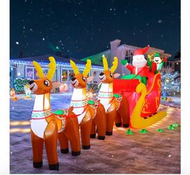 12ft Santa With Reindeer New In Box $75